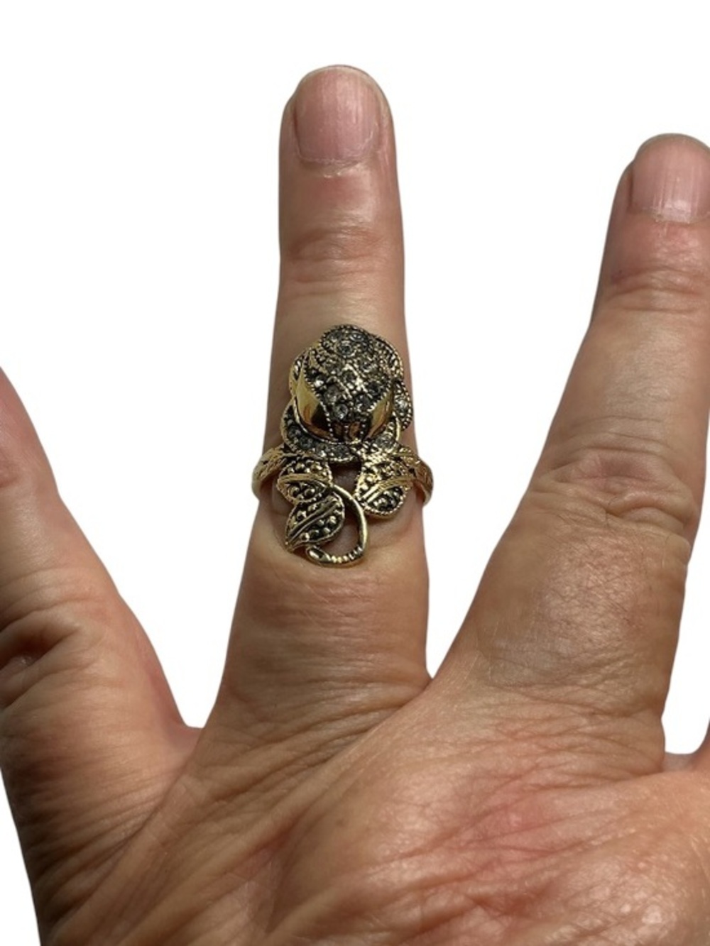 18KGE Plated Cubic Zirconia floral ring size 9